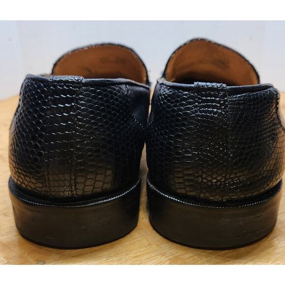 David Eden Lizard/Ostrich Loafer Sz 10.5 Black Leather Silver Horsebit main image 12